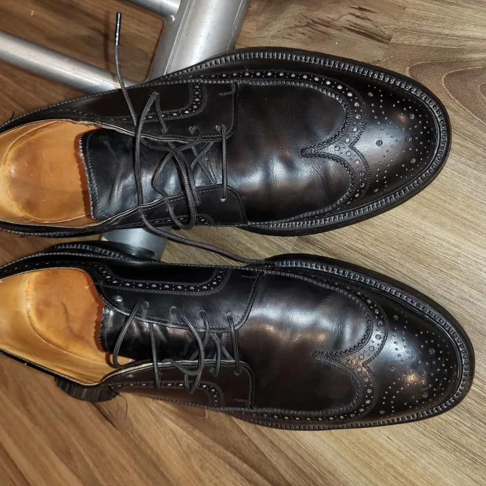 Florsheim Imperial Quality Black Leather Wingtip V Cleat Shoes Size 10 D - Picture 6 of 7